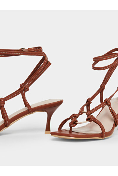 Raid By Styli Danika Knot Tie-Up Sandals with Ring Detail