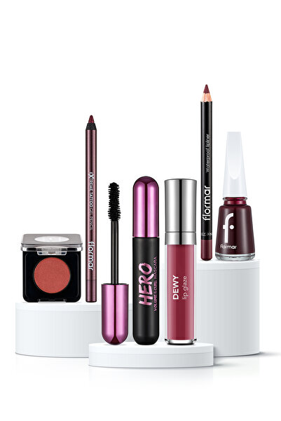 Flormar Black Cherry Makeup Mürdüm/Bordo Tonlu 6'lı Makyaj Seti