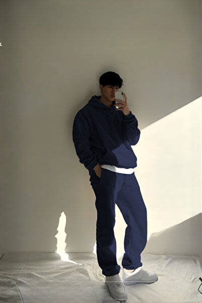 YAKAMEL طقم بدلة رياضية للرجال مكون من سترة بقلنسوة وبنطلون بثلاثة خيوط