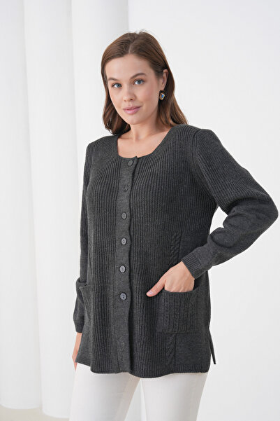 New Lamierra Women's Mother's Knitwear Wool Cardigan with Pocket Detail