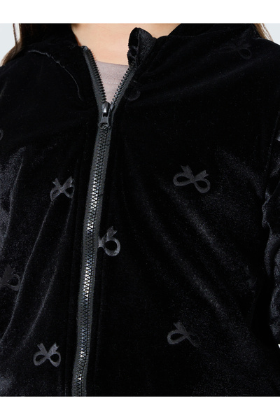 Styli Girls Black Velour Sweatshirt and Joggers Set