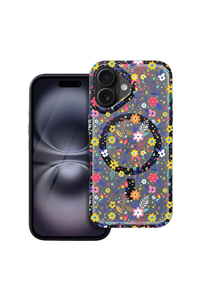 bestcase Carcasă MagSafe Shield pentru Apple iPhone 16, model floral, husa 19...