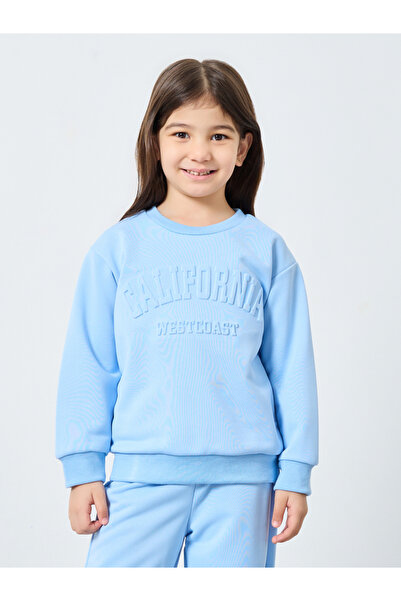 Styli Girl Embossed Slogan Sweat Top and Wide Leg Jogger Set