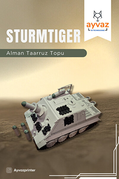 ayvazprinter STURMTIGER 1/35 Ölçek, 10x18x8 cm Boyutlu, Hareketli Palet Siste...