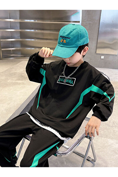 Take Two By Styli Teens Black Printed Sweatshirt and Joggers Set