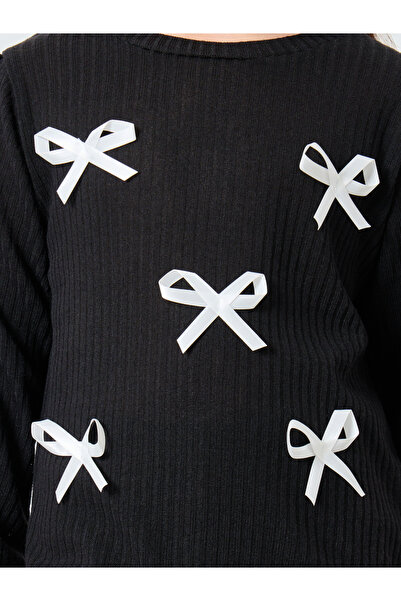 Styli Girl Black Bow Detail Sweater and Joggers Set