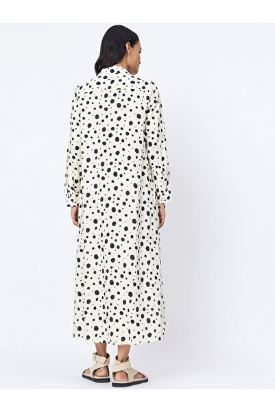Styli Off White Spot Print Maxi Shirt Dress