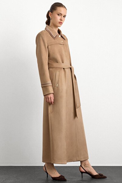 Olcay Hemd mit Kragen und Stickerei, detaillierter Wildleder-Look, Übergrößen-Mantel A.KAMEL 6785