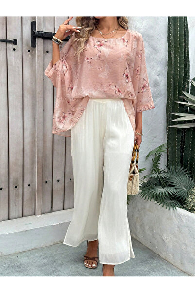 Take Two By Styli Floral Print Top and Wide Leg Pants Co-Ords