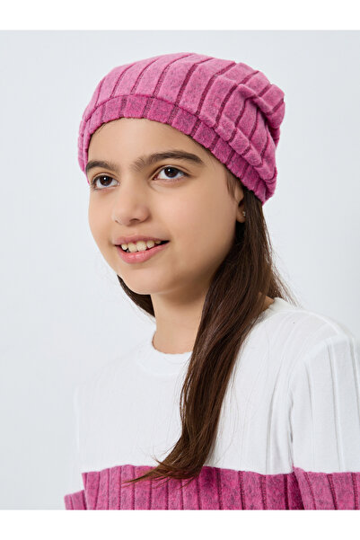 Styli Teens Color Block Flat Knit Dress with Beanie Set