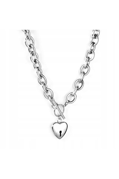 Other COLIER ARGINTIE BRELOC CU INIMĂ FRUMOASĂ, Eleganță Chic, LA MODĂ, 45 cm