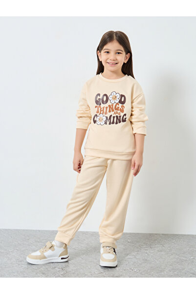 Styli Girl Graphic Print Sweat Top and Wide Leg Jogger Set