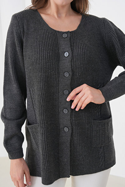 New Lamierra Women's Mother's Knitwear Wool Cardigan with Pocket Detail