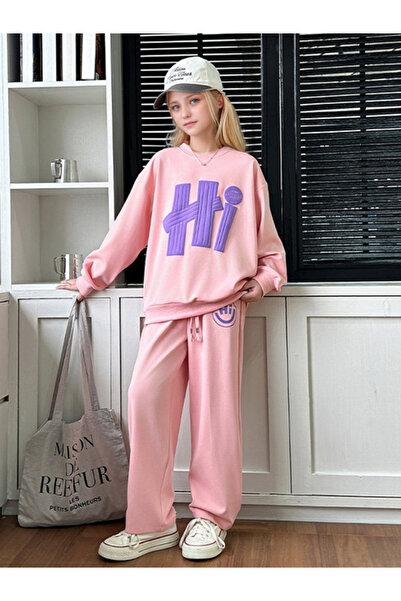 Take Two By Styli Pink Printed Sweatshirt and Jogger Set