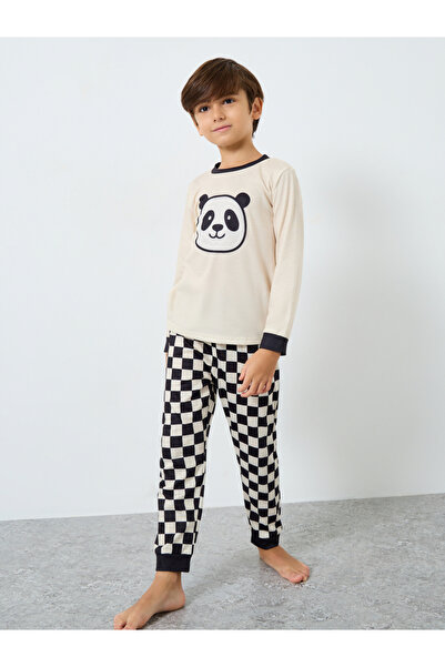 Styli Panda Printed Long Sleeve T-Shirt and Pyjama Set
