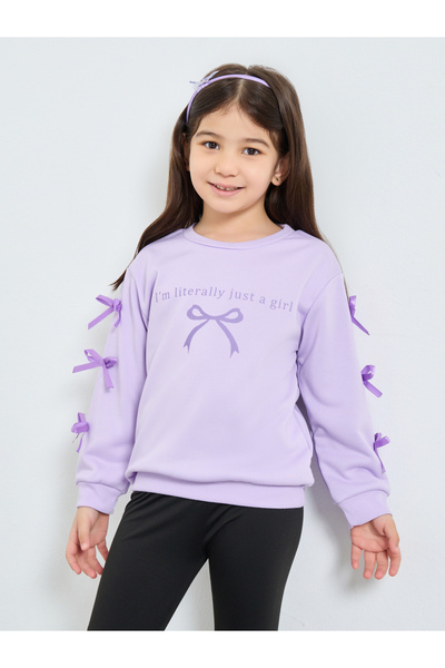 Styli Girls Bow Detail Sweat Top and Leggings Set