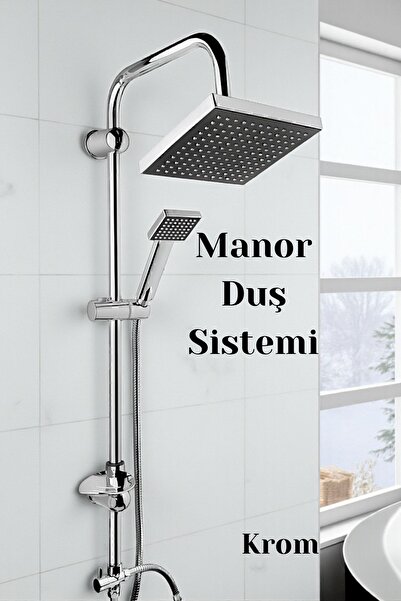Badem10 Manor Robot Duş Seti Tam Takım Parlak Krom Standart Yağmurlama Başlık...