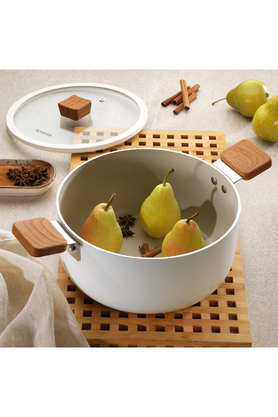 Schafer Ceramoni Ceramic Deep Pot 24 Cm-Cream