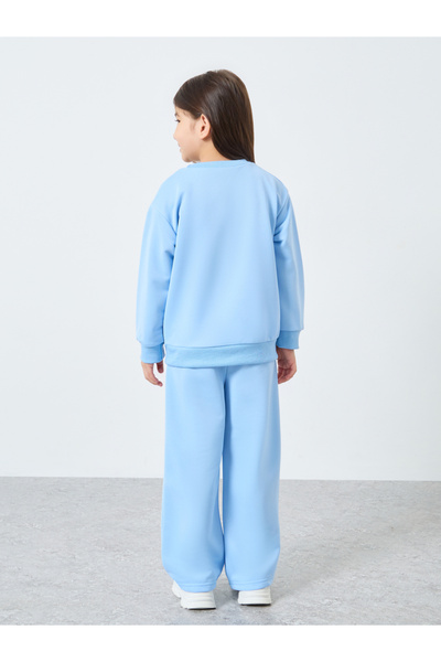 Styli Girl Embossed Slogan Sweat Top and Wide Leg Jogger Set