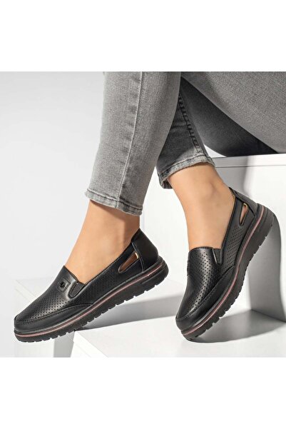 Modlet.ro Women's black perforated casual shoes MOD13165