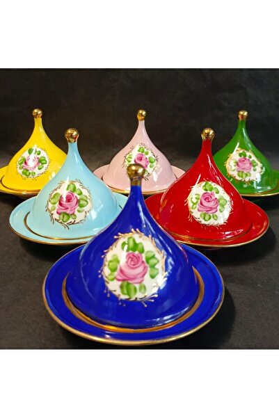 BY.RAYKA PORSELEN El Dekor Porcelain Hand Painted 6-Piece Turkish Delight Dis...