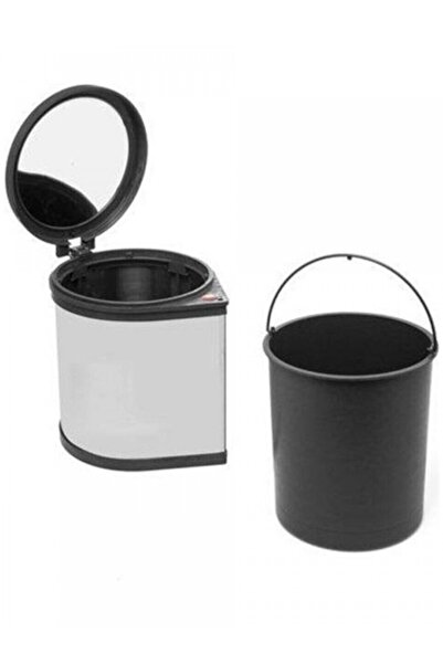 KOÇSAN In-Cabinet Trash Can Stainless Chrome 11 Lt Lid Mounted