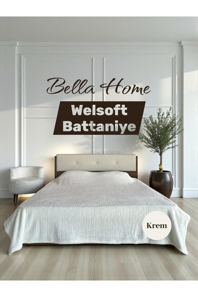 Bella Home Wellsoft Soft Blanket Solid Color Double Size Cream