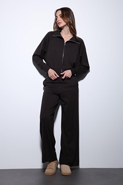 Antioch Dark Brown Zippered Women's Tracksuit Set