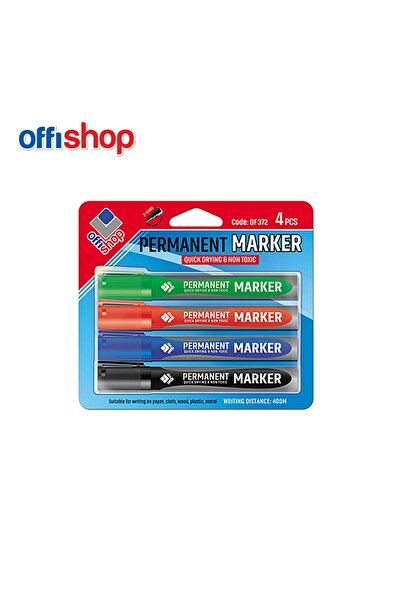 Offishop Marker permanent, 4 culori/blister, 2-4 mm -