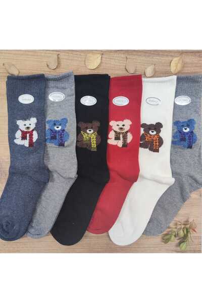 erceys 6 أزواج من الجوارب القطنية المزينة بدمى الدببة، مناسبة للنساء، أحذية ط...