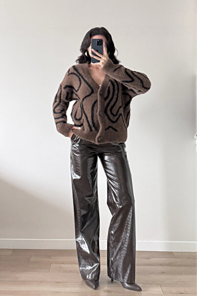 Eka Women's Brown Zebra Pattern Cardigan 2520