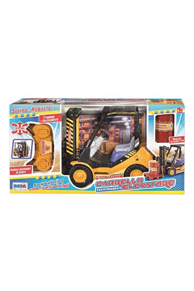 RS Toys Remote control forklift for children, pallet and barrel, 7 functions, 1:14 scale