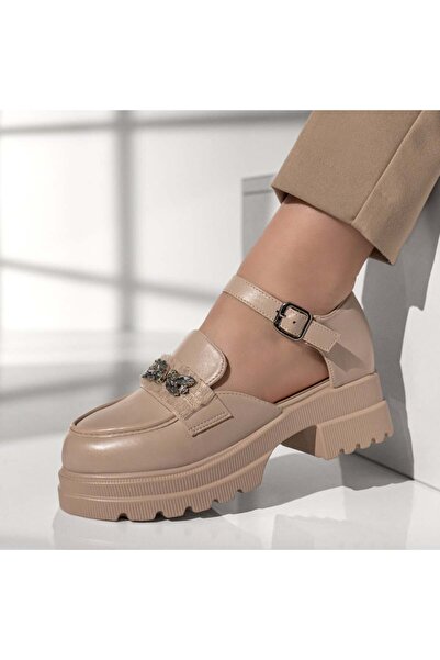 Modlet.ro Дамски бежови обувки с каишки и апликации от камъни MOD13014