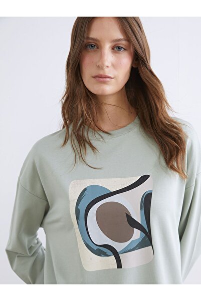 LC Waikiki Lcwaikiki Basic Printed Oversize Women's Sweatshirt Tunic