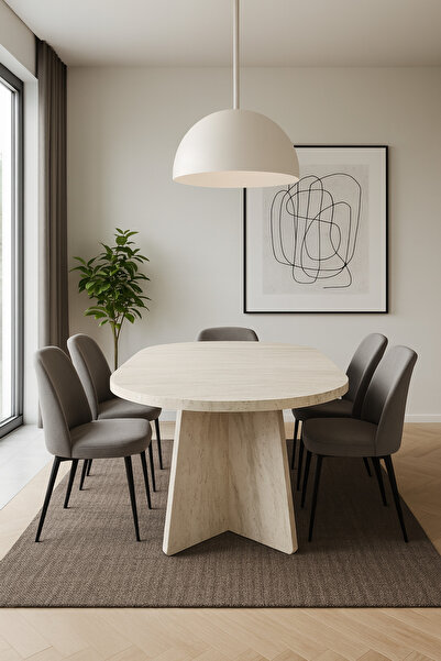 Arvessohome Kanatlı 180x90x75 (KALIN KENAR 36mm) Yemek Masası Mutfak Masası Ç...