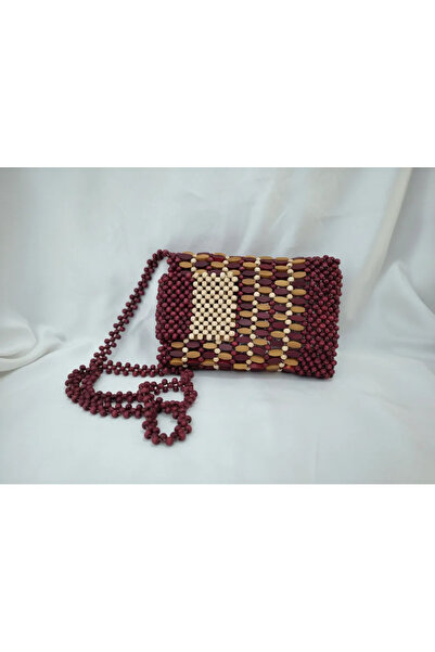 El Emeği Renkli Ahşap Boncuklu Omuz Çantası - El Yapımı Boncuk İşleme