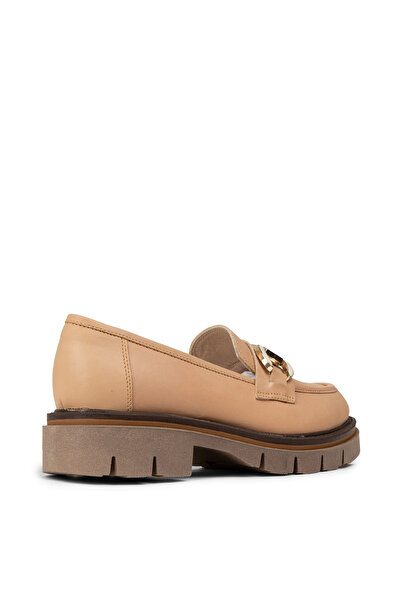 Deery Women's Genuine Leather Beige Loafer Shoes