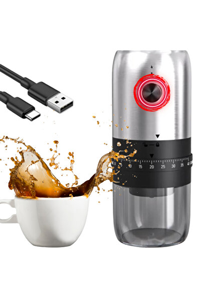 CYUCHELLY Electric Coffee Grinder, 40 Levels Adjustable Granulation, USB Charging, Black Silver