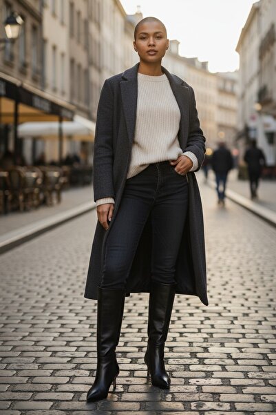 akerler Kadın Siyah Mini Ökçe Sivri Çizme md45611