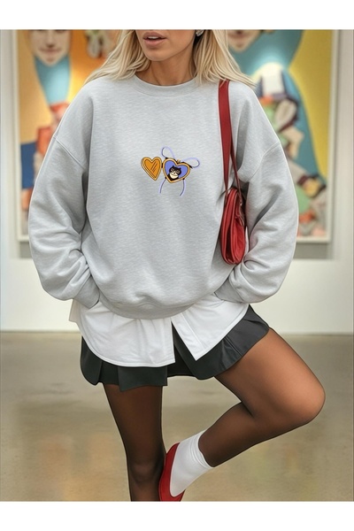 Wish BF Унисекс мъжка/дамска пуловер с качулка от памук с цветен специален пр...