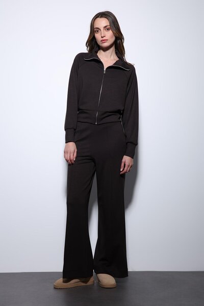 Antioch Dark Brown Zippered Women's Tracksuit Set