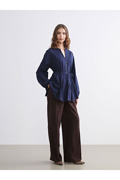 LC Waikiki LCW Modest Kaçık Yaka Kuşaklı Kadın Gömlek Tunik