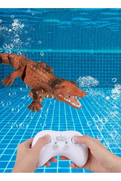 COOYA RC Crocodile Boat,2.4GHz Alligator with Glowing Eyes,Lake,Pool Floating Toy for Kids Aged 3+ (Green)