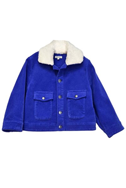 Ozmoz By Mukadder Özden Corduroy Blue Sport Cut Winter Boys' Jacket
