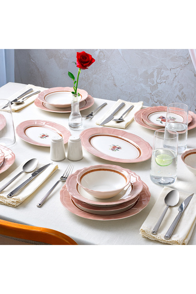 Aryıldız Jardin Pembe 30 Parça 6 Kişilik Yemek Takımı