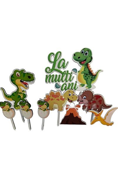OEM Σετ 9 διακοσμητικών για τούρτα για γενέθλια με θέμα τους δεινόσαυρους - ξ...