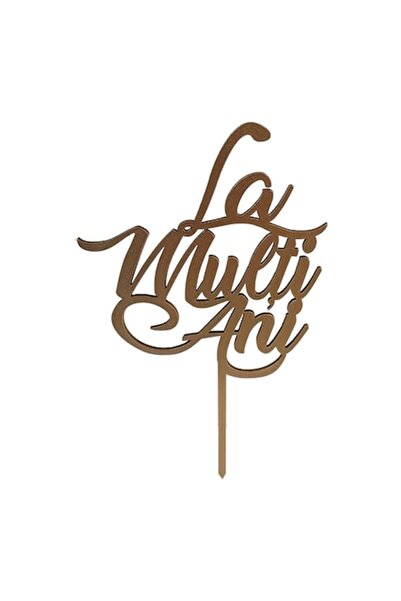 OEM Topper tort La multi ani, Promotional Print, LMA03MDF1, auriu, 12x12 cm