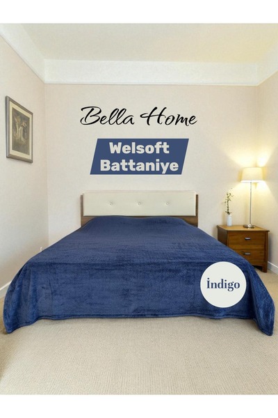 Bella Home Wellsoft Soft Blanket Solid Color Double Size Indigo