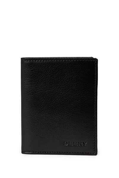 Deery Hakiki Deri Siyah Dikey Erkek Cüzdanı
