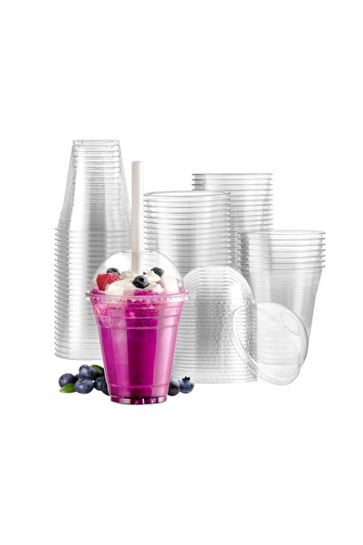 Generic 8 oz clear juice cups with lid (50 cups)